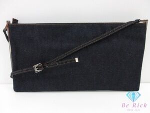 Fendi Denim Shoulder Bag Indigo Blue Leather Crossbody